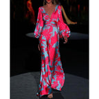 Juniper | Langarm Blumenprint Maxi Kleid Mit V-Ausschnitt