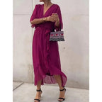 Celeste | V-Ausschnitt Midi Kleid Mit Drapierter Wickeltaille