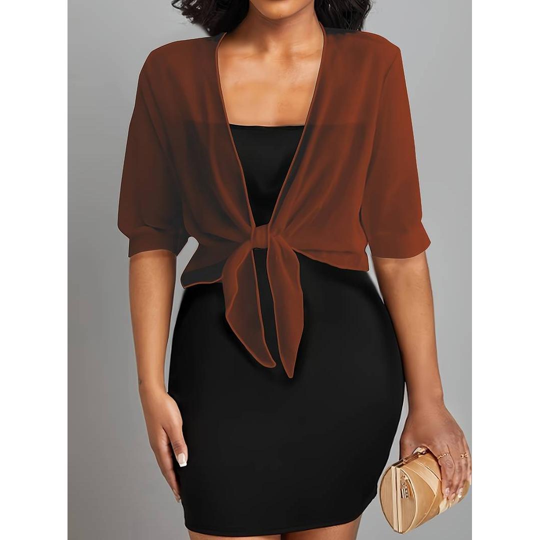 Claire | Damen Bluse mit V-Ausschnitt und Bindeknoten vorne