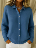 Emma | Damen Strickjacke Mit Knopfleiste Und Kragen