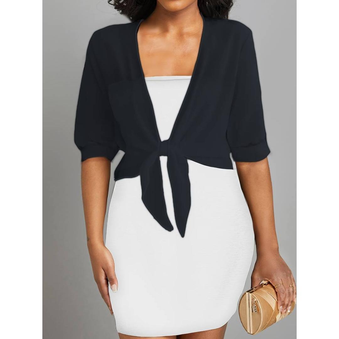 Claire | Damen Bluse mit V-Ausschnitt und Bindeknoten vorne