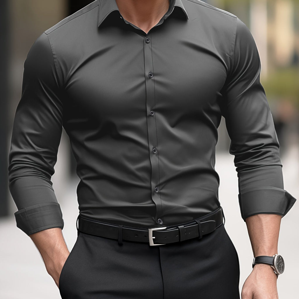 Ethan | Herren Slim-Fit Hemd Mit Knopfleiste Und Langarm