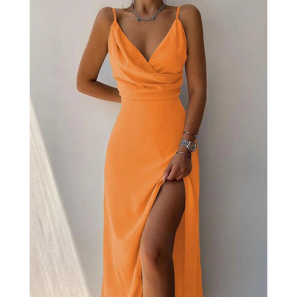 Arabella | Damen Midikleid Mit Drapiertem V-Ausschnitt