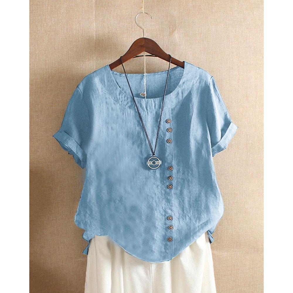 Helene | Damen Bluse In Unifarbe Mit Rundhalsausschnitt