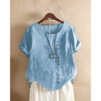 Helene | Damen Bluse In Unifarbe Mit Rundhalsausschnitt