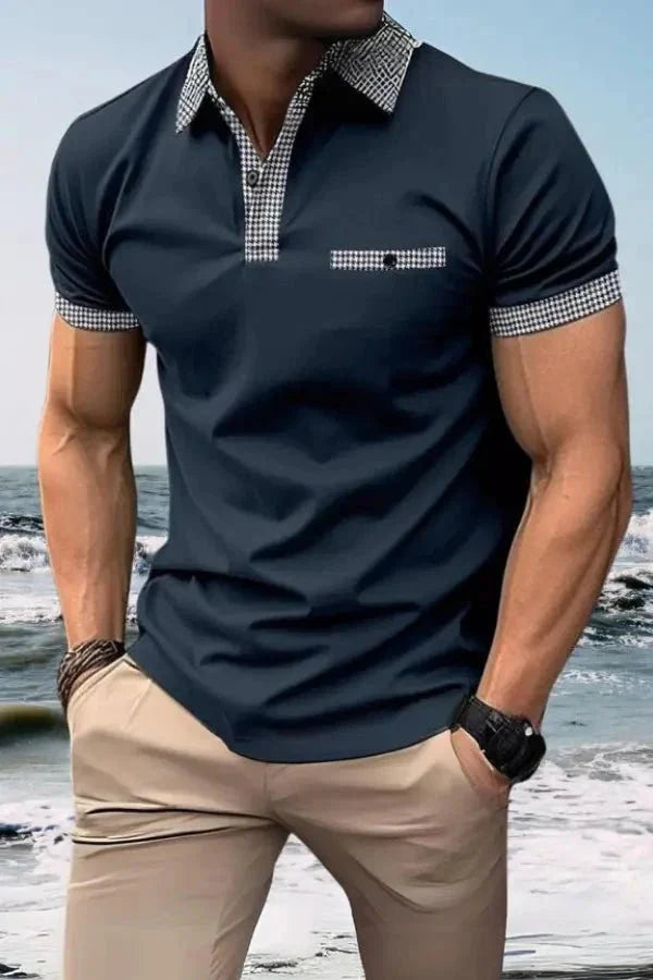 Isaac | Herren Kurzarm Poloshirt Mit Kontrastkragen