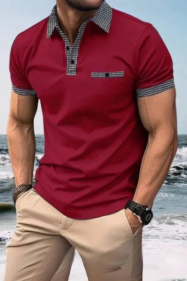 Isaac | Herren Kurzarm Poloshirt Mit Kontrastkragen