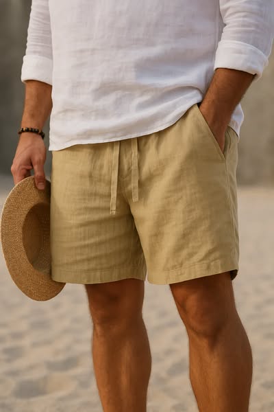 Wesley | Herren Freizeit Shorts Aus Baumwoll Leinen Mischung