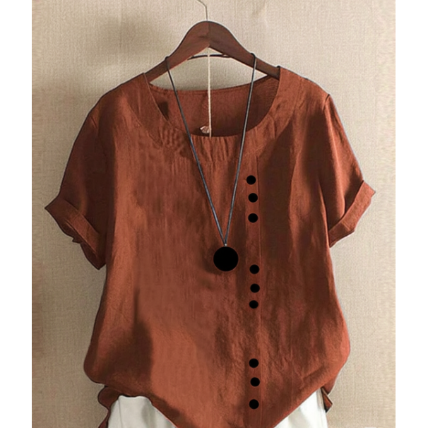 Helene | Damen Bluse In Unifarbe Mit Rundhalsausschnitt