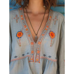 Kaia | Damen Boho Bluse Mit V-Ausschnitt