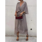 Celeste | V-Ausschnitt Midi Kleid Mit Drapierter Wickeltaille