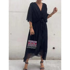 Celeste | V-Ausschnitt Midi Kleid Mit Drapierter Wickeltaille