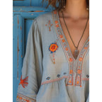 Kaia | Damen Boho Bluse Mit V-Ausschnitt