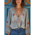 Kaia | Damen Boho Bluse Mit V-Ausschnitt