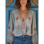 Kaia | Damen Boho Bluse Mit V-Ausschnitt