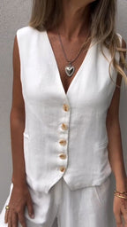 Daphne | Damen Set Mit Weste Und High-Waist Shorts
