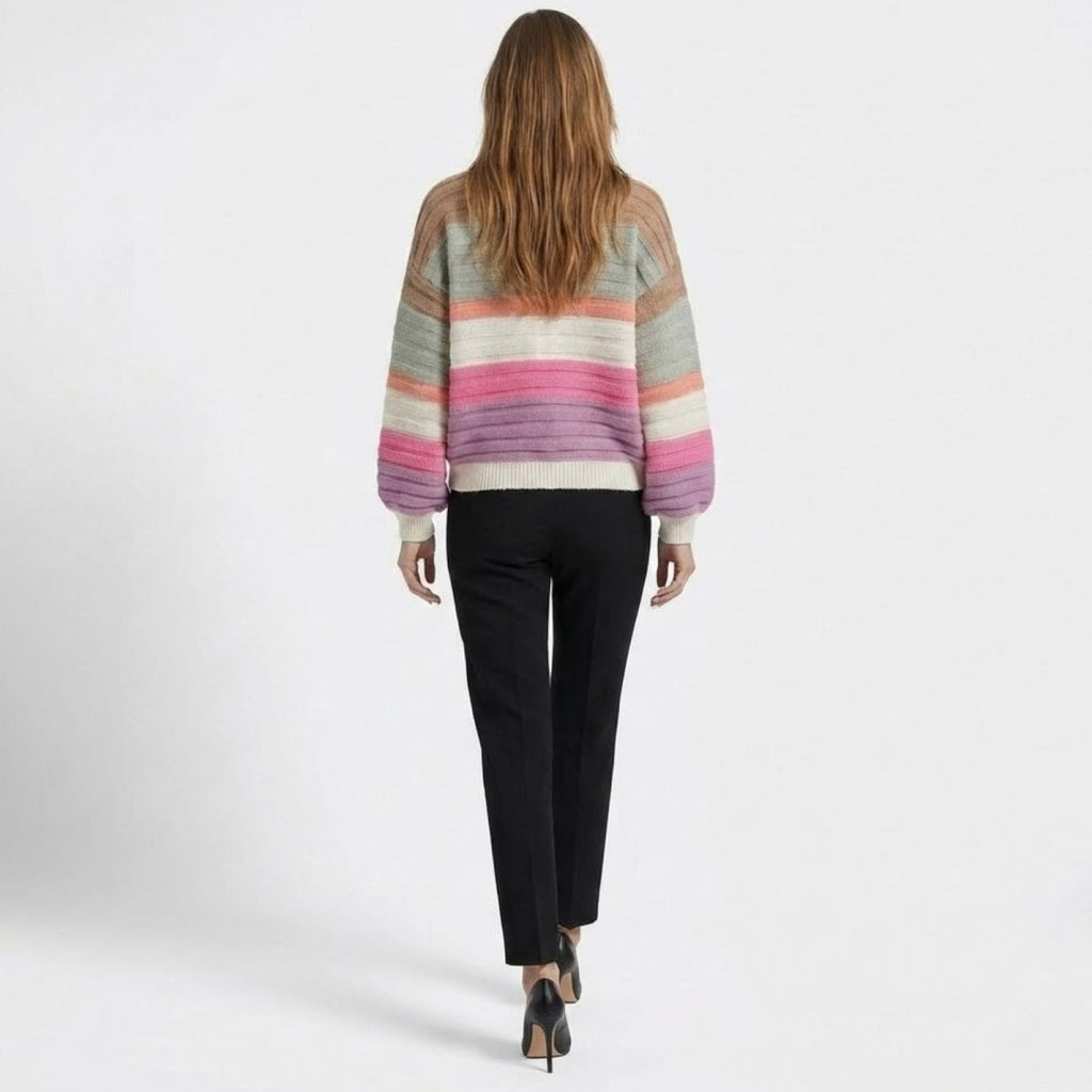 Stella | Damen Gestreifte Strickjacke Mit Langarm
