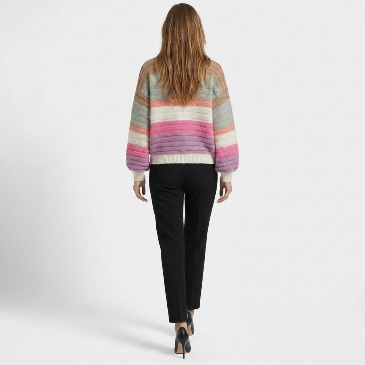 Stella | Damen Gestreifte Strickjacke Mit Langarm