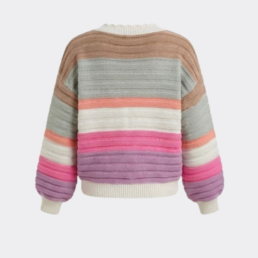Stella | Damen Gestreifte Strickjacke Mit Langarm
