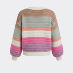 Stella | Damen Gestreifte Strickjacke Mit Langarm