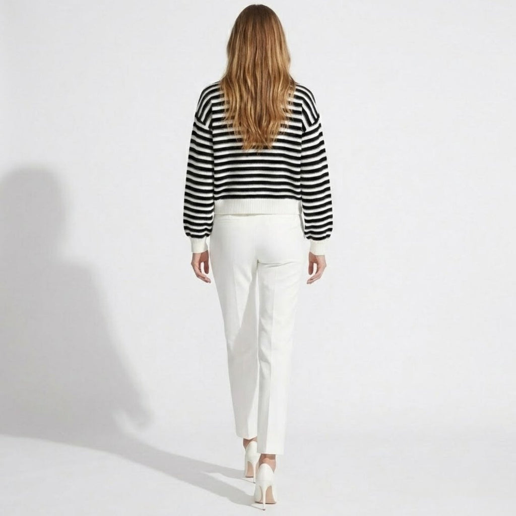 Stella | Damen Gestreifte Strickjacke Mit Langarm