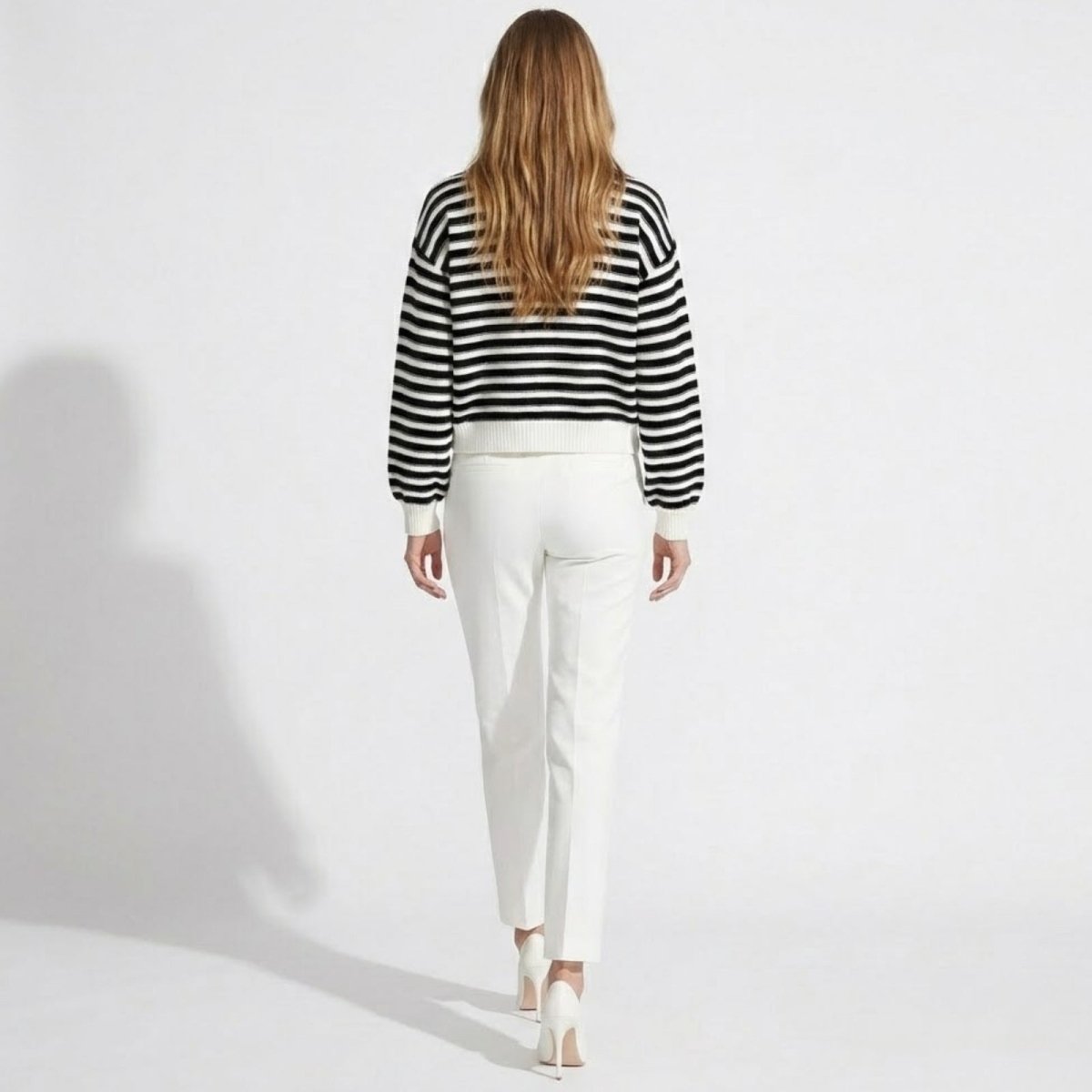 Stella | Damen Gestreifte Strickjacke Mit Langarm