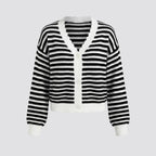 Stella | Damen Gestreifte Strickjacke Mit Langarm