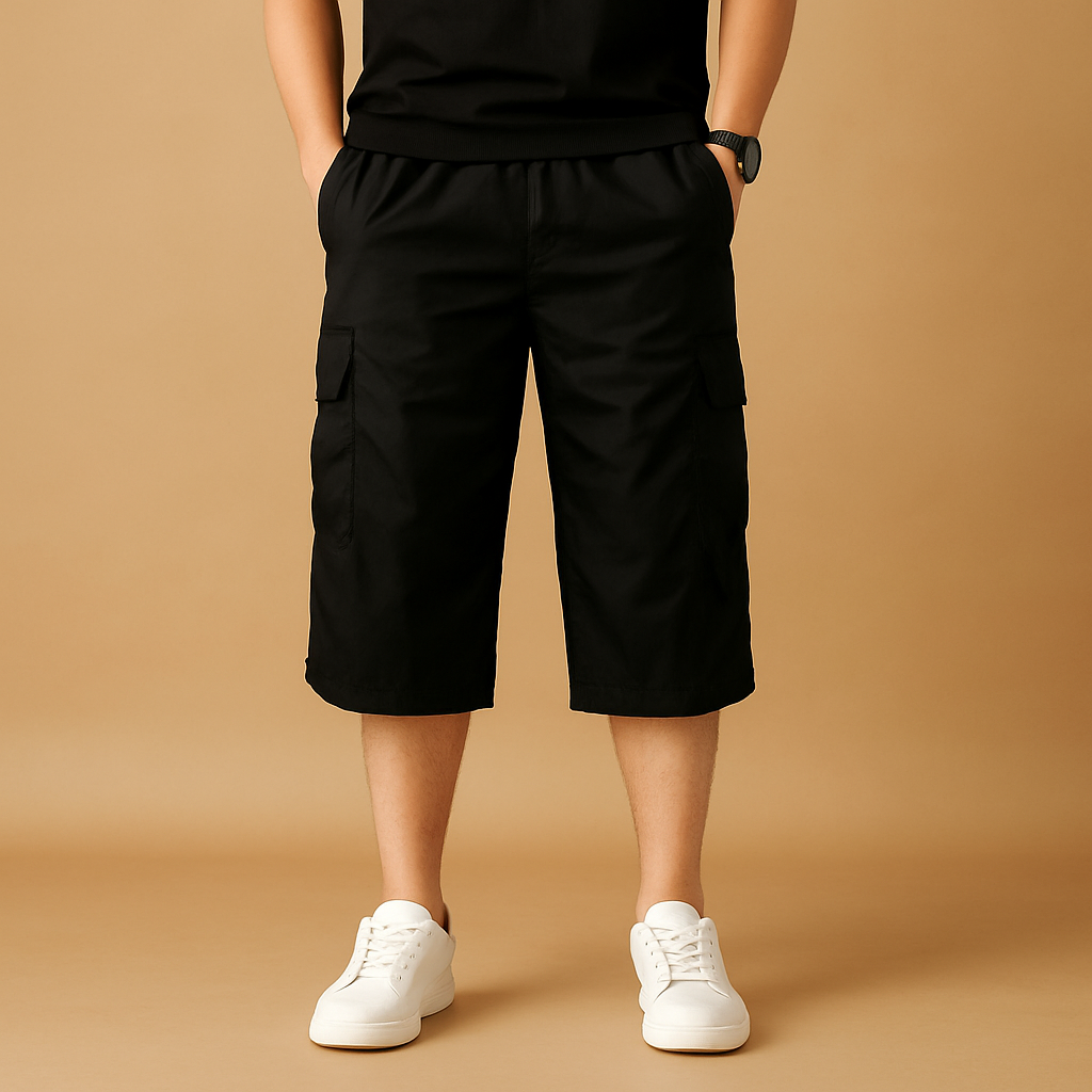 Garrett | Herren Lange Cargo Shorts Mit Seitlichen Pattentaschen