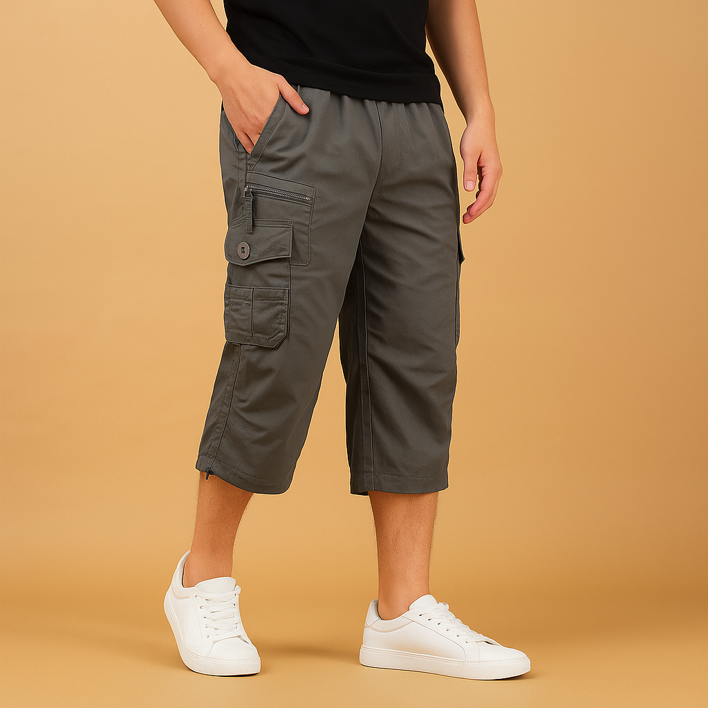 Garrett | Herren Lange Cargo Shorts Mit Seitlichen Pattentaschen