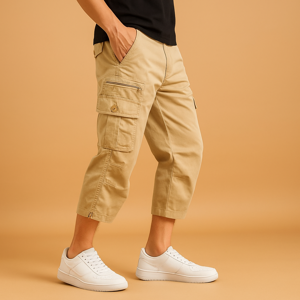 Garrett | Herren Lange Cargo Shorts Mit Seitlichen Pattentaschen