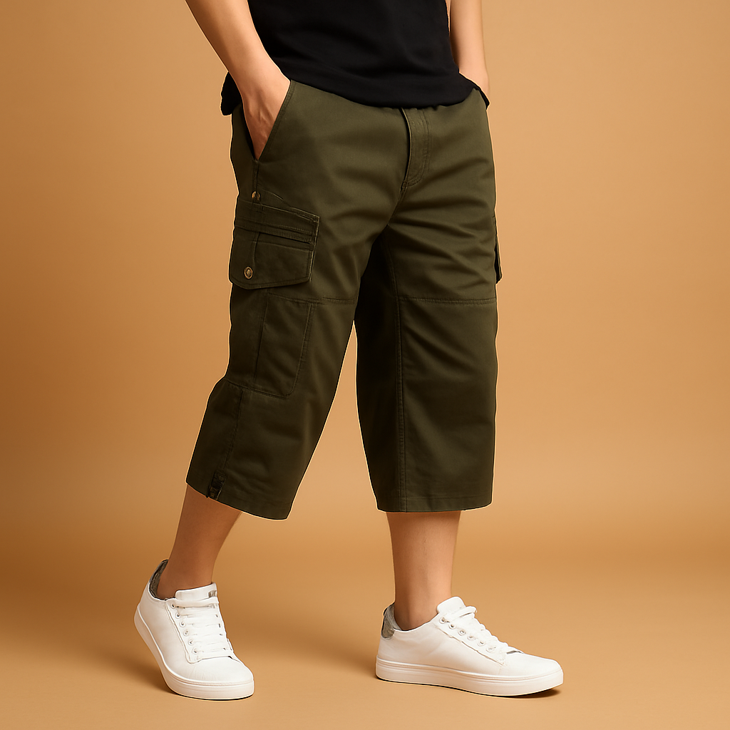 Garrett | Herren Lange Cargo Shorts Mit Seitlichen Pattentaschen
