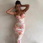 Camila | Blumenprint Maxi Kleid Mit Spitzenbesatz