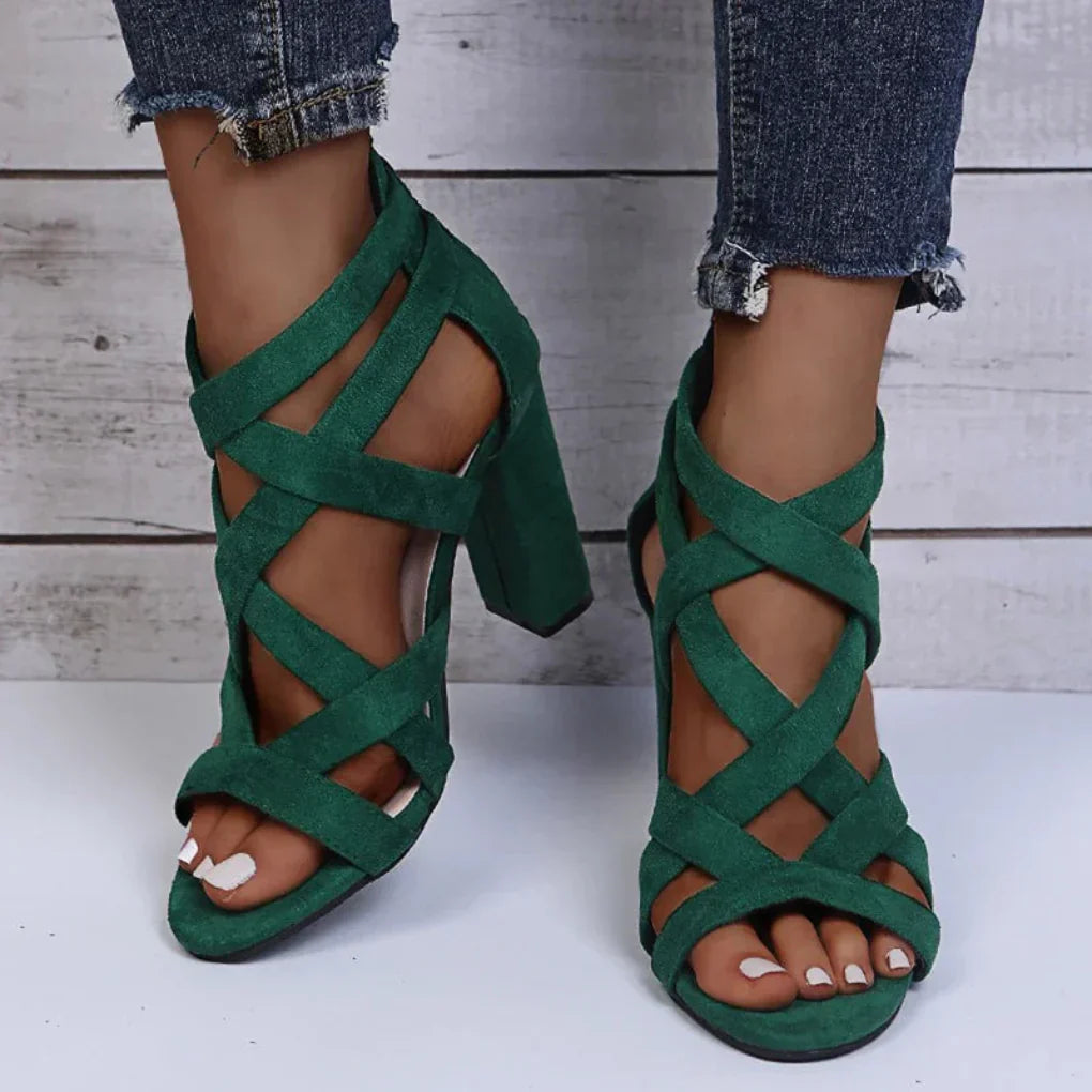 Elora | Damen Sandalen Mit Blockabsatz Und Kreuzriemen