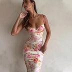 Camila | Blumenprint Maxi Kleid Mit Spitzenbesatz