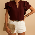 Taliah | Damen Ärmellose Bluse Mit Kragen