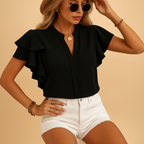 Taliah | Damen Ärmellose Bluse Mit Kragen