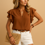 Taliah | Damen Ärmellose Bluse Mit Kragen