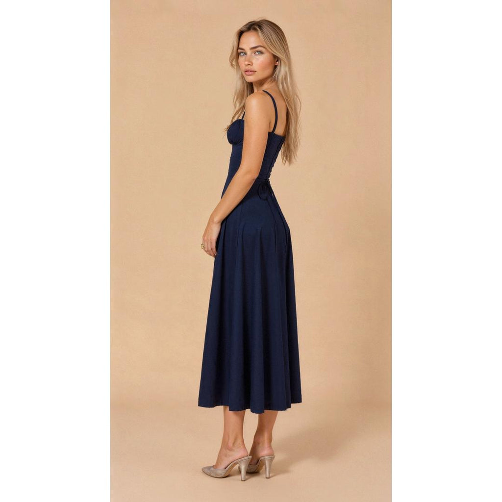 Anastasia | Blumen Corsagen Midi Kleid Mit Strukturierter Passform