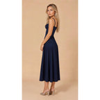 Elara | Damen Midi Korsettkleid Mit Spaghettiträgern Und Blumenprint
