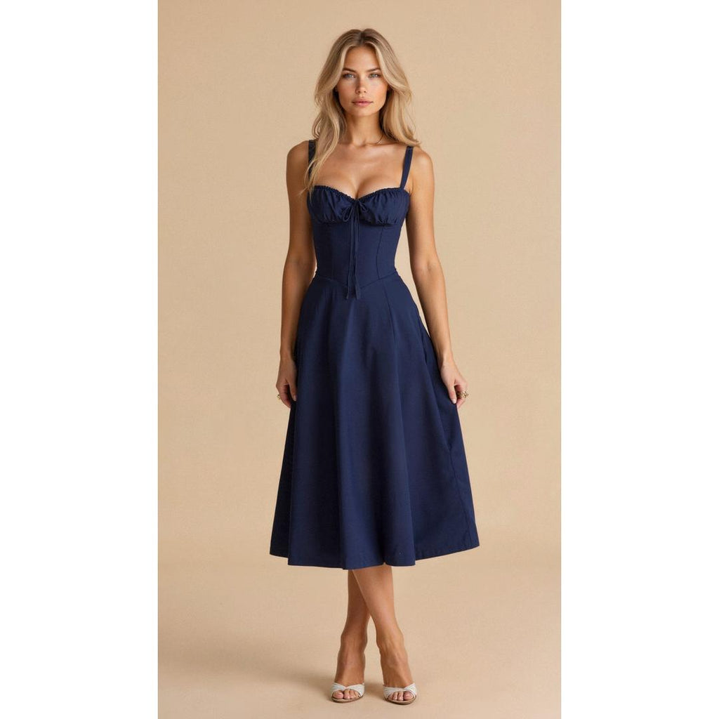 Anastasia | Blumen Corsagen Midi Kleid Mit Strukturierter Passform