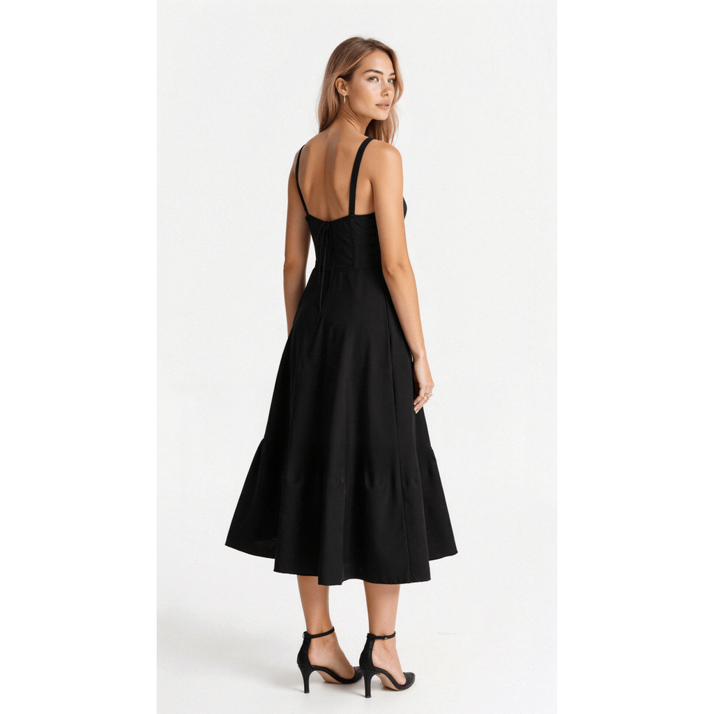 Anastasia | Blumen Corsagen Midi Kleid Mit Strukturierter Passform