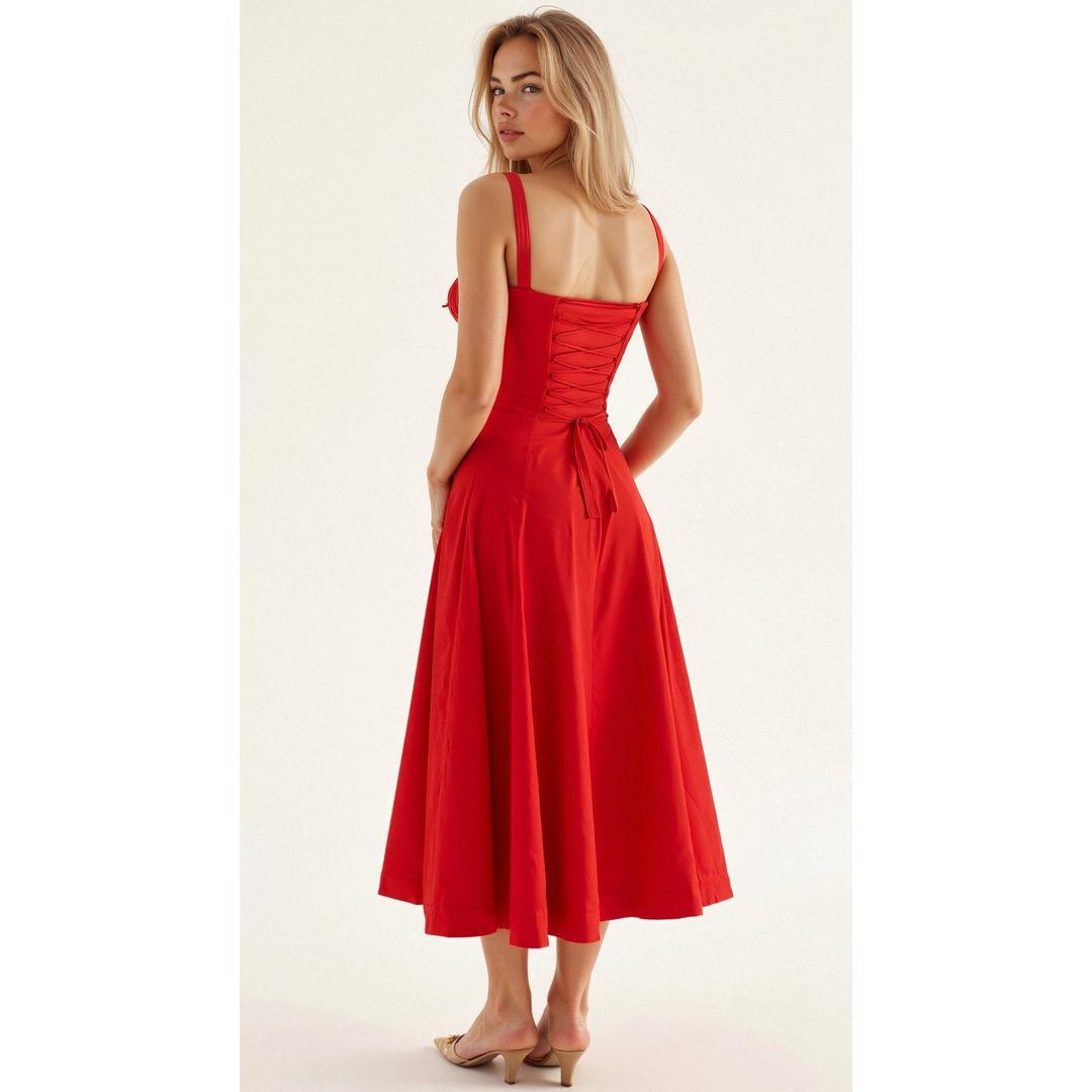 Anastasia | Blumen Corsagen Midi Kleid Mit Strukturierter Passform