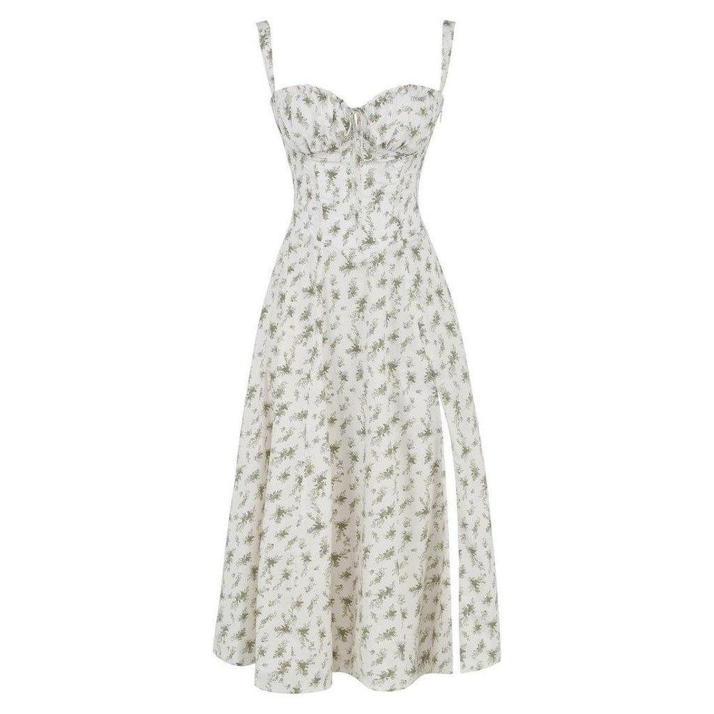 Anastasia | Blumen Corsagen Midi Kleid Mit Strukturierter Passform