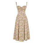 Anastasia | Blumen Corsagen Midi Kleid Mit Strukturierter Passform