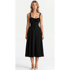Elara | Damen Midi Korsettkleid Mit Spaghettiträgern Und Blumenprint