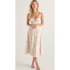 Anastasia | Blumen Corsagen Midi Kleid Mit Strukturierter Passform