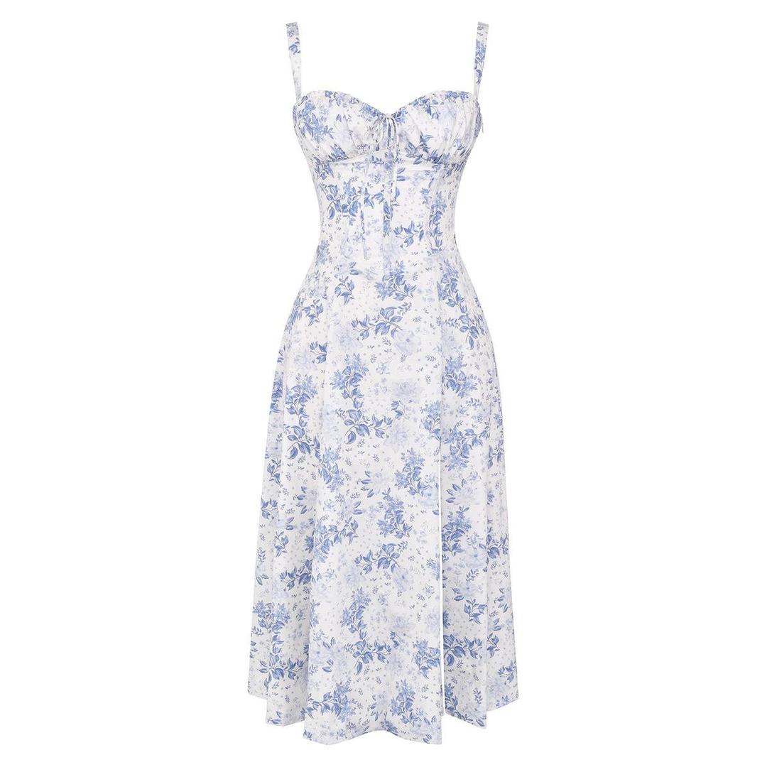 Anastasia | Blumen Corsagen Midi Kleid Mit Strukturierter Passform