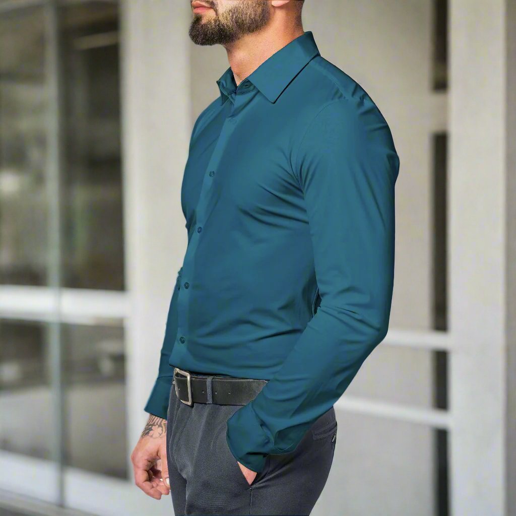 Zane | Herren Stretch Hemd Mit Klassischem Kragen Und Manschetten
