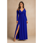 Amaya | Damen Cold Shoulder Maxikleid Mit V-Ausschnitt Und Seitenschlitz