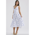 Aurora | Ärmelloses Blumen Midi Kleid Mit V-Ausschnitt